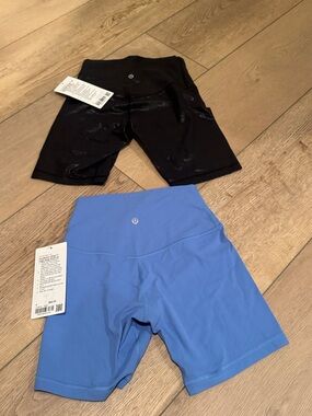 lululemon athletica Blue and Black Bike Shorts Duo